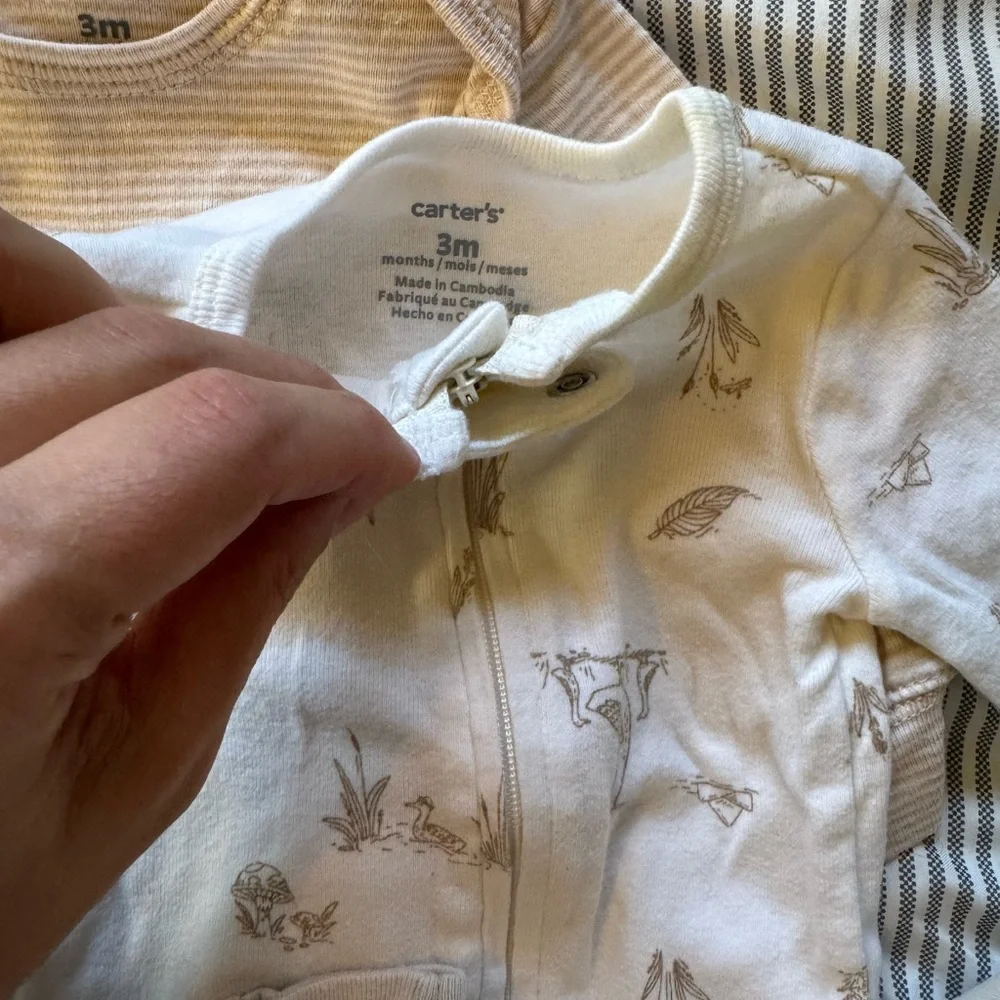 Baby Footies in Blue, Brown, and White - Picture 4 of 9